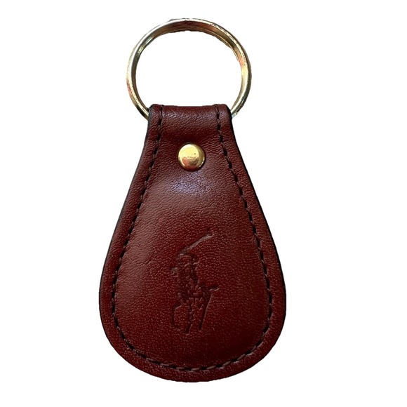 Polo Ralph Lauren Other - Ralph Lauren Polo Keychain Key Ring Fob Brown Embossed Leather & Gold Unused